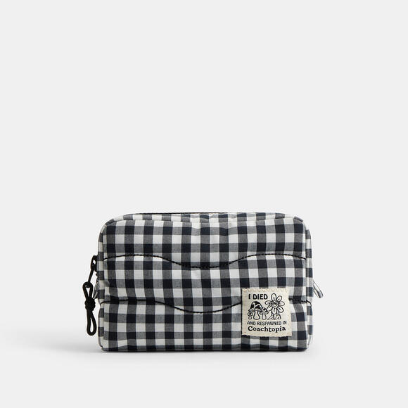 Coachtopia Loop Pouch In Recycled Polyester With Gingham Pattern - Picture 1 of 16
